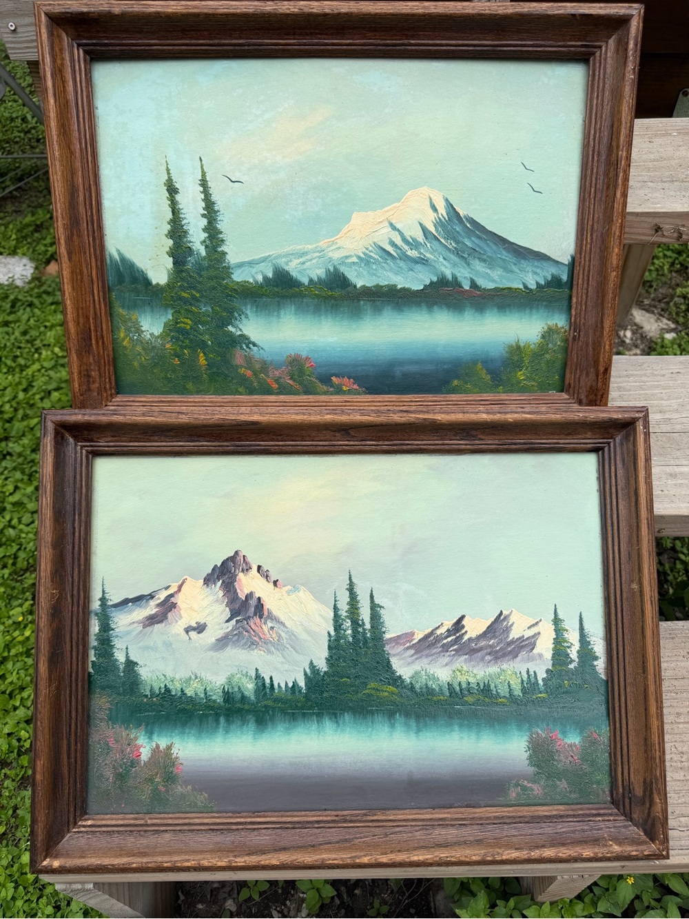 Vintage Alaska Mountain Landscape Oil Paintings Set Of 2 Framed Mt McKinley